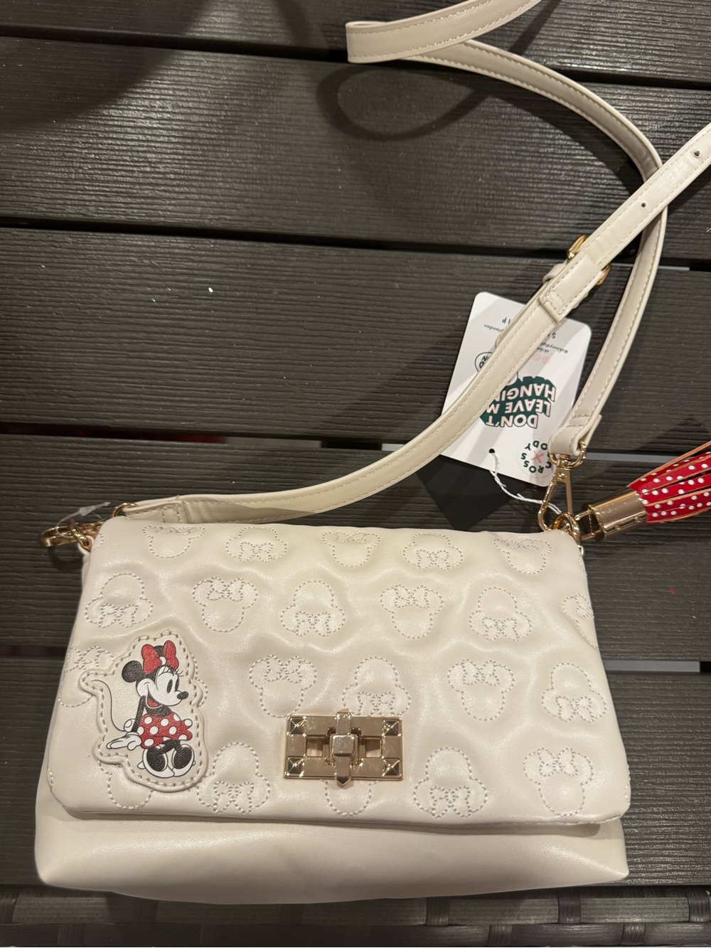 Skinny dip Cream Minnie Mouse Quilted Crossbody Bag - Designer-Inspired